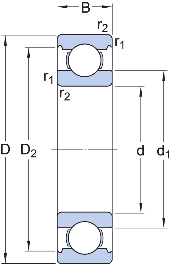 Open single row bearing