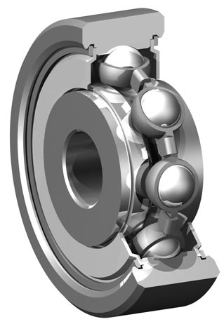 Unflanged shielded ribbon cage bearing