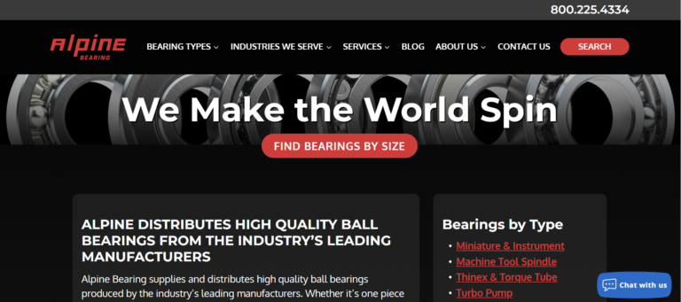 Alpine Bearing’s website refresh: new bearing database, services information, and more!