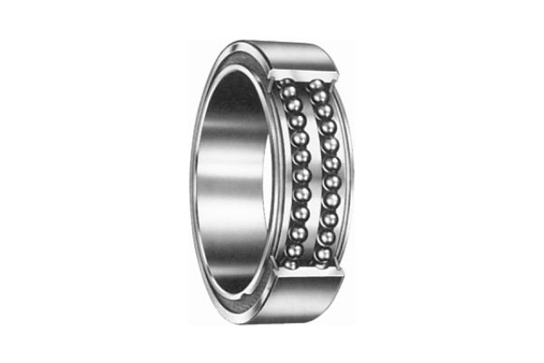 Double row deep groove ball bearing with two parallel ball rows on a white background.