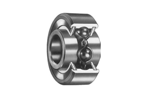 Single row deep groove ball bearing on a white background.